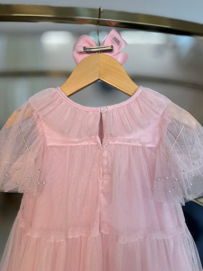 Vestido Infantil Trapézio Ballerine Pérolas - Petit Cherie