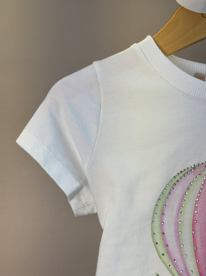 Conjunto Infantil Blusa Strass Em Tule e Calça Legging Estampada - Petit Cherie