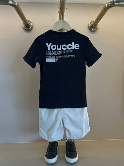 Conjunto Infantil T-Shirt Future e Bermuda Off White - Youccie