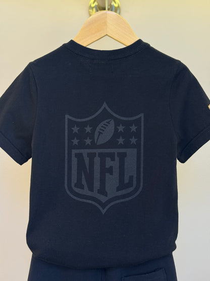 Conjunto Infantil Camiseta Algodão Jogador NFL e Bermuda Futebol NFL Preta - Dame