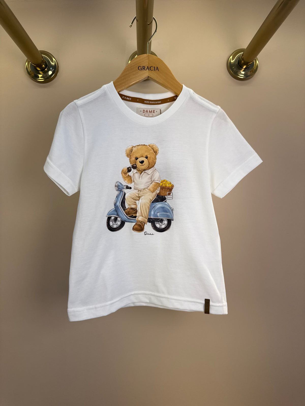 Camiseta Infantil Teddy Lambreta Off White - Dame