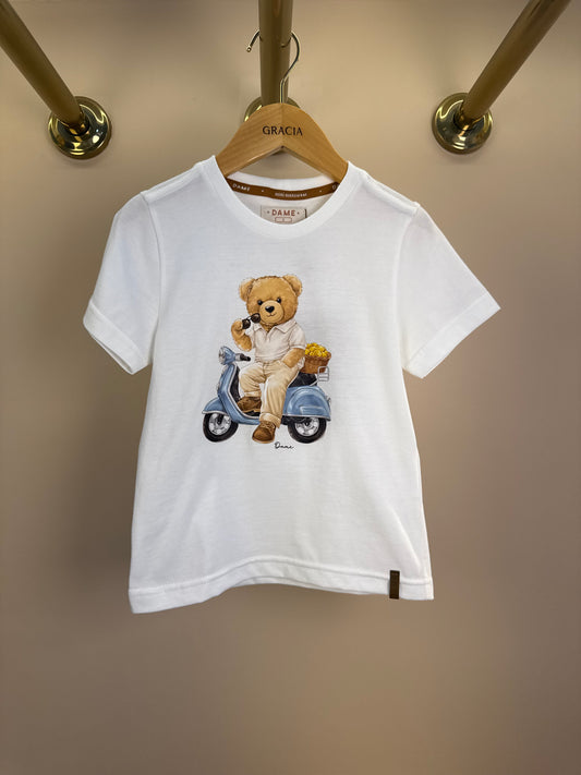 Camiseta Infantil Teddy Lambreta Off White - Dame