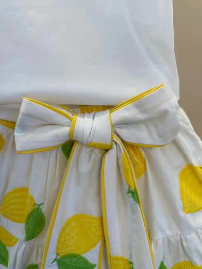 Conjunto Infantil Blusa Off e Saia Limões Soleil - Animê