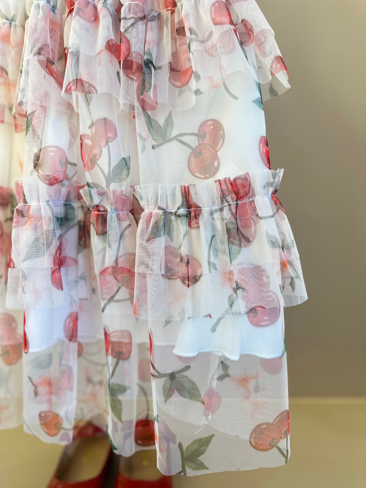 Vestido Infantil Rodado Tule Cerejinha - Luluzinha