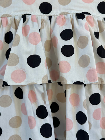 Vestido Infantil Algodão Com Babados e Poá Colorido