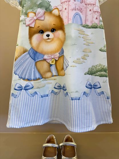 Vestido Infantil Trapézio Spitz Azul  - Infanti