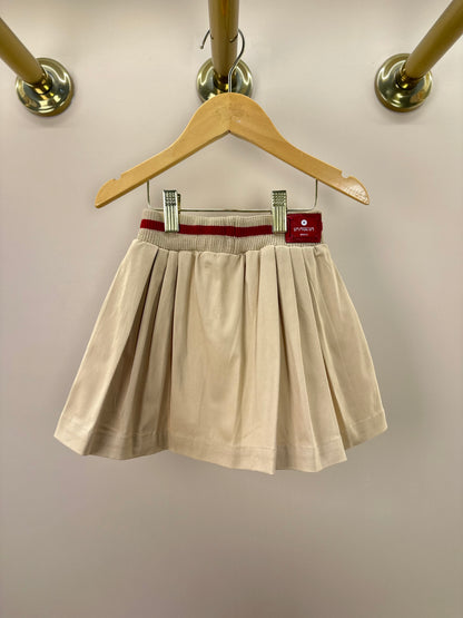 Saia-shorts Infantil Sarja Pregas Cós Tricot Bege - Um Mais Um