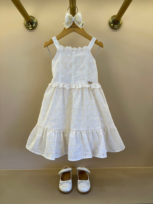 Vestido Infantil  Laise Coração e Rendinha na Pala -  Gabriela Aquarela