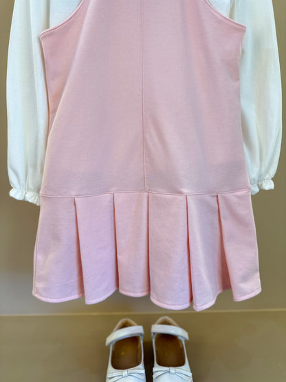 Salopete Infantil Rosa Ursinhos Com Blusa Golinha MC Off White - Gabriela Aquarela