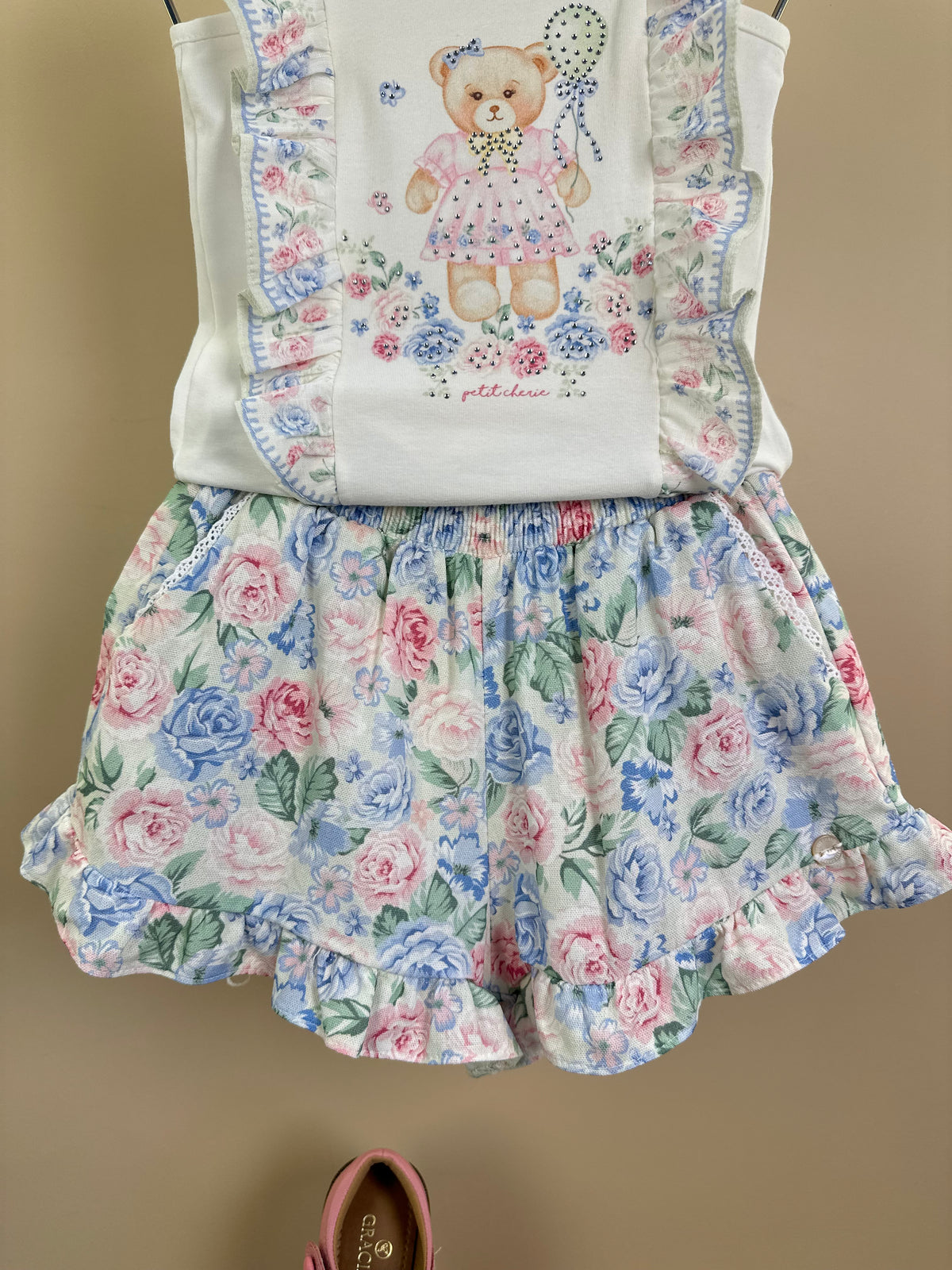 Conjunto Infantil Blusa Ursinha Babadinhos e Shorts Estampa Florais - Petit Cherie