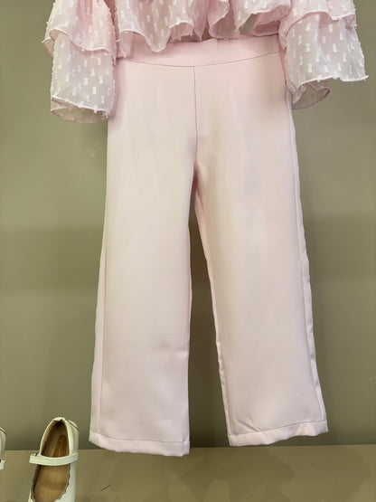 Conjunto Infantil Blusa Chiffon com Babados e Calça Alfaiataria - Luluzinha