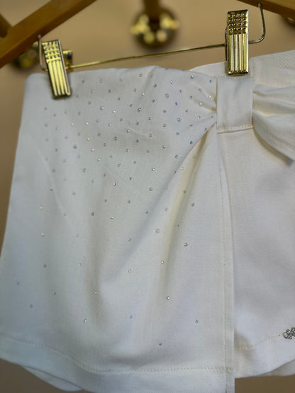 Shorts-saia Infantil Laço Lateral Off White - Momi