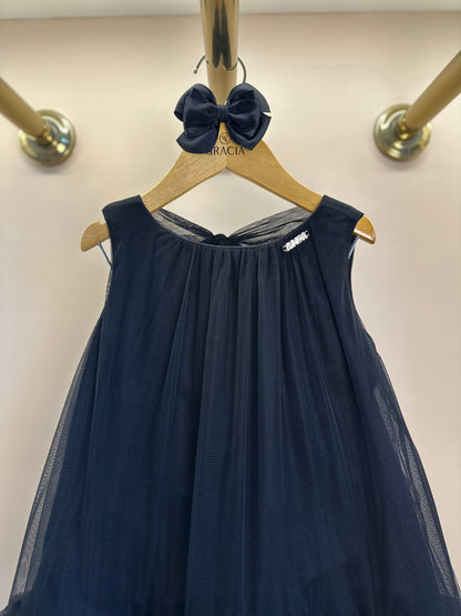 Vestido Infantil Tule Babado Bordado Barra Preto - Animê