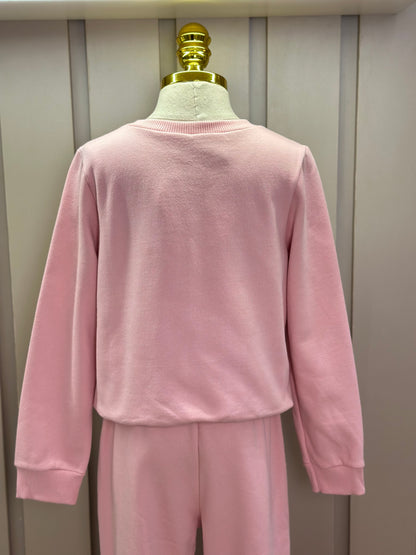 Conjunto Infantil Moletom Casaco Chip'N Dale e Calça Rosa Quartzo - Momi Mini