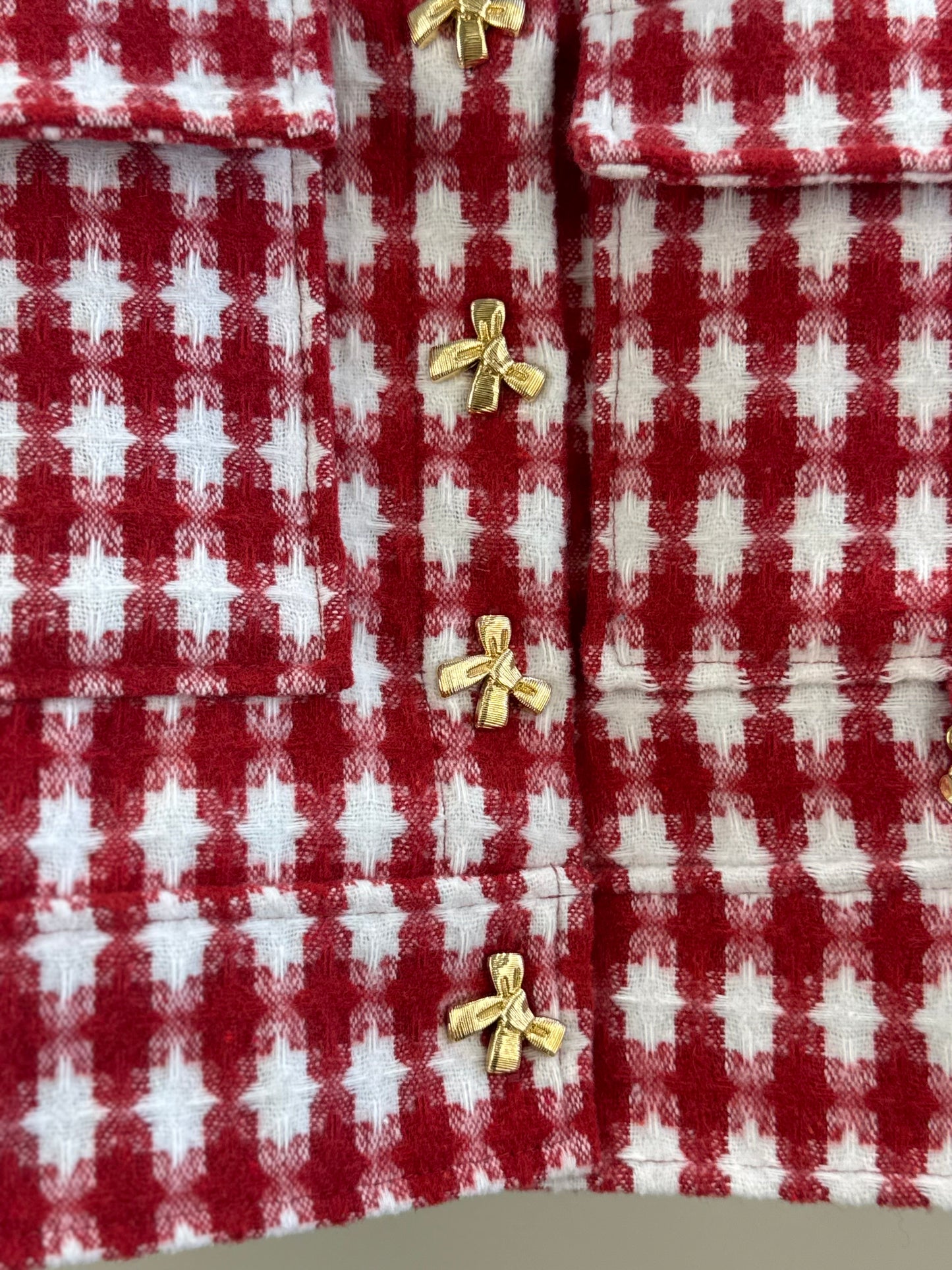 Casaco Infantil Conceito Tweed Xadrez Vermelho - Animê