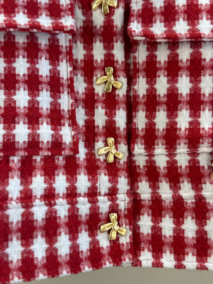 Casaco Infantil Conceito Tweed Xadrez Vermelho - Animê