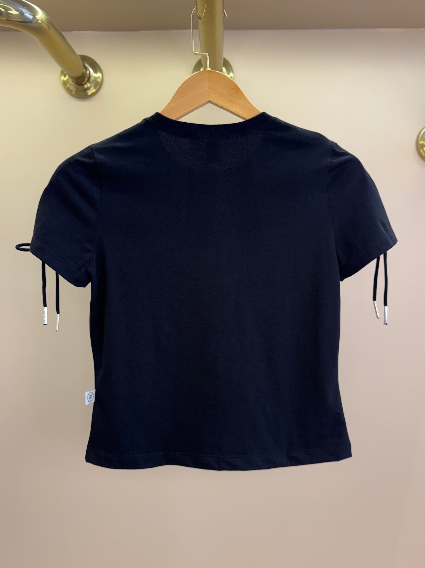 Camiseta Teen Baby Look Ursinho Amarração Mangas Preta - Two In