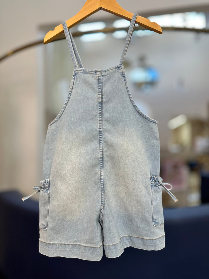 Jardineira Infantil Jeans Claro Amarração - Animê