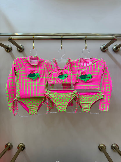 Biquíni Infantil Blusa ML Luna Aplic Est Turtle - Siri Kids