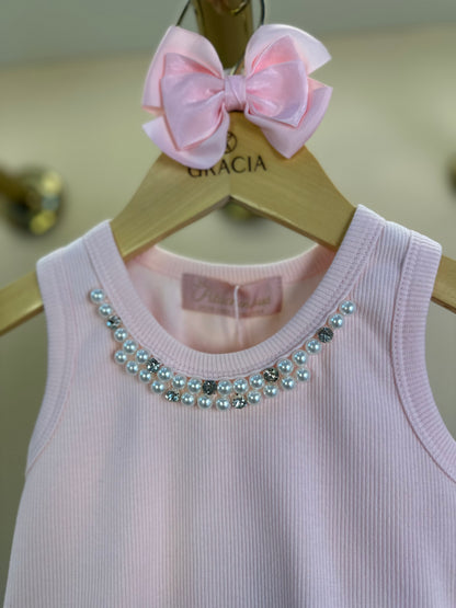 Regata Infantil Pérolas & Cristais Rosa Gelado - Pituchinhus