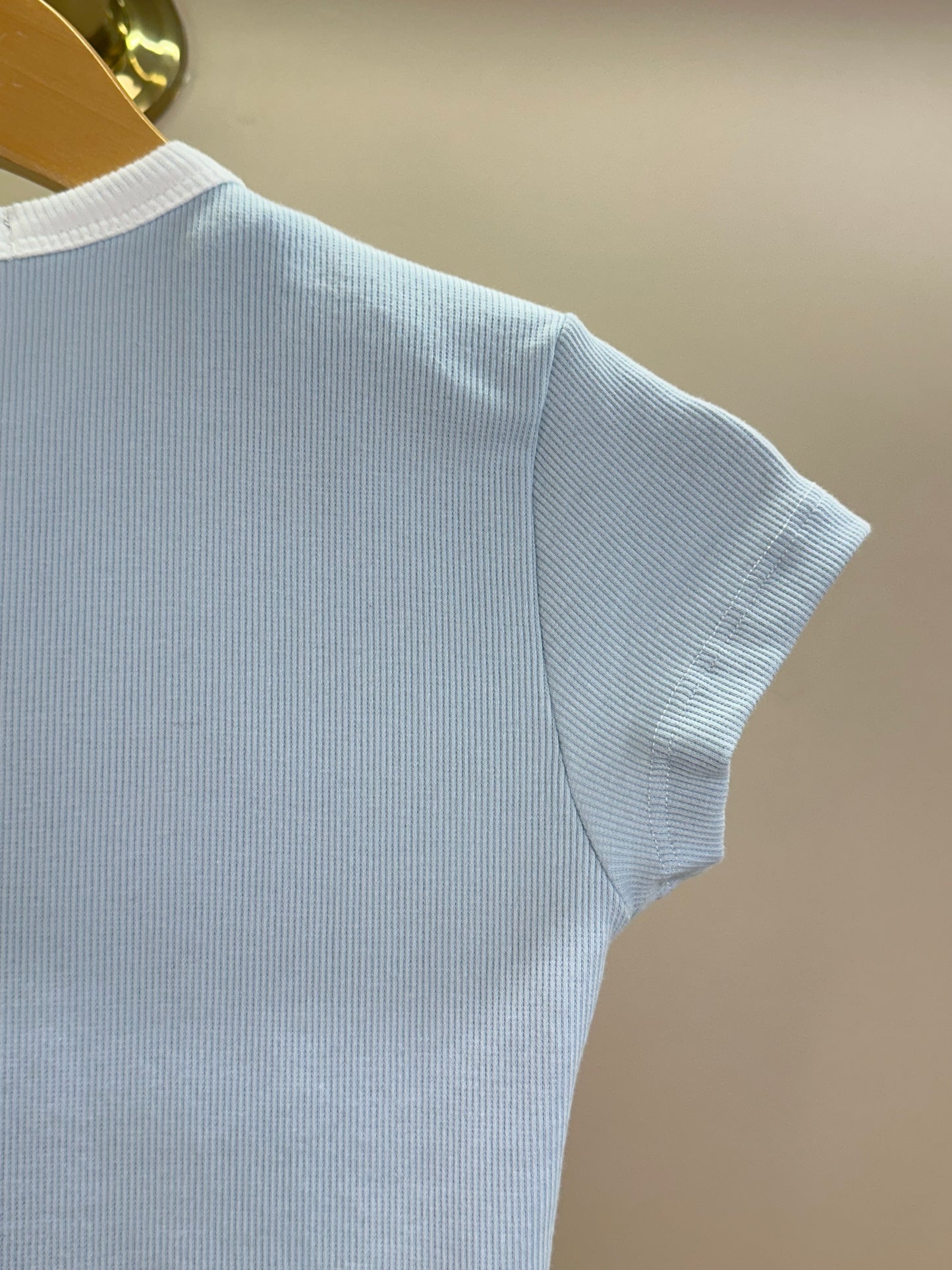Blusa Teen Cropped Canelada Mangas Curtas - Vanilla Cream