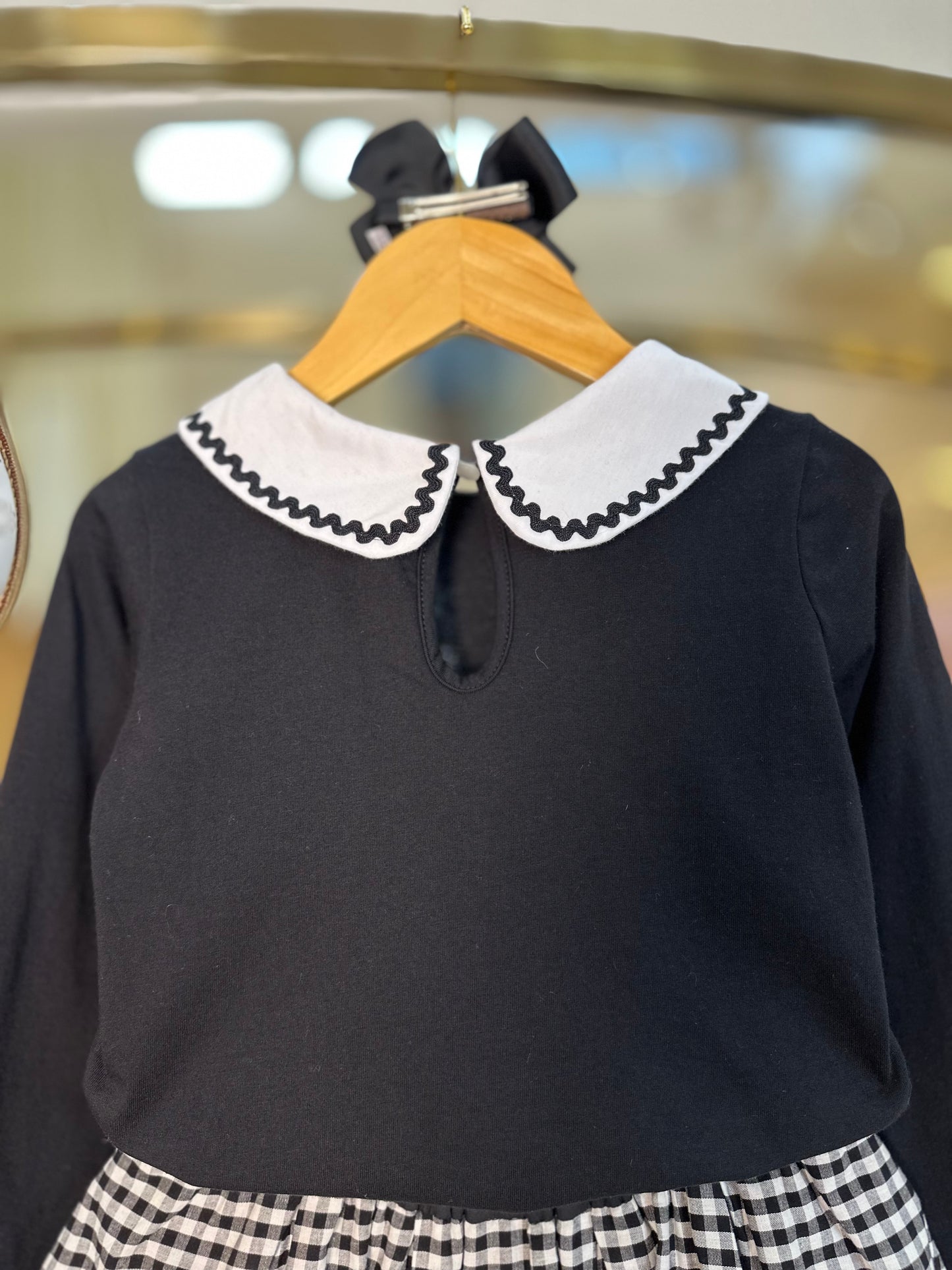 Conjunto Infantil Blusa ML Algodão com Saia de Pregas Xadrez - Beabá