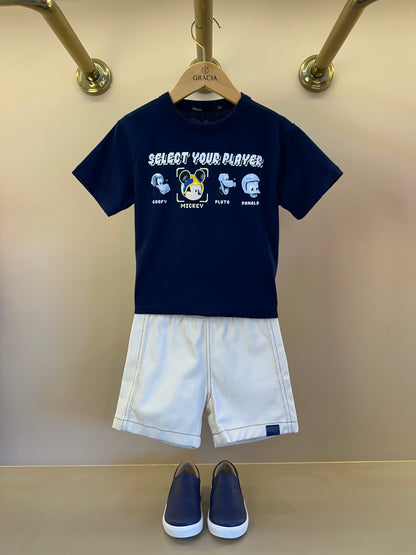 Conjunto Infantil T-Shirt Select Player Mickey Mouse e Bermuda Sarja - Youccie