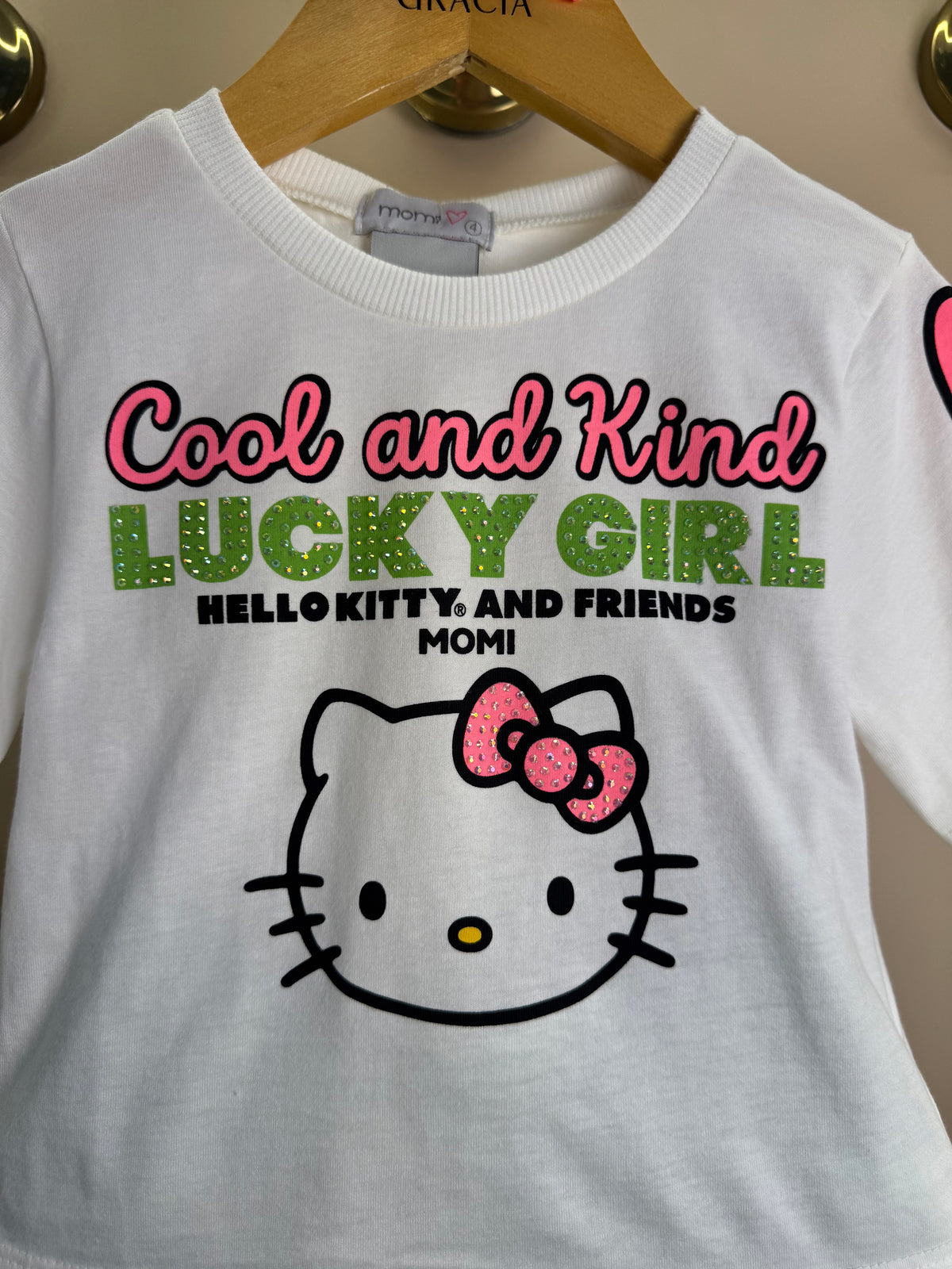 Conjunto Infantil Blusa Hello Kitty e Shorts Verde - Momi