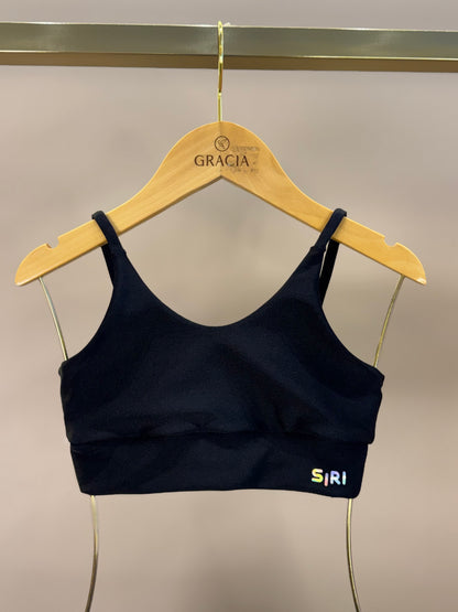 Conjunto Infantil Top Sara Trilobal Basico Preto e Legging Fuseau Soraia Trilobal Básica Preta - Siri Sport