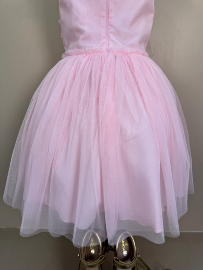 Vestido Infantil Bordado Saia Em Tule Rosa - Petit Cherie