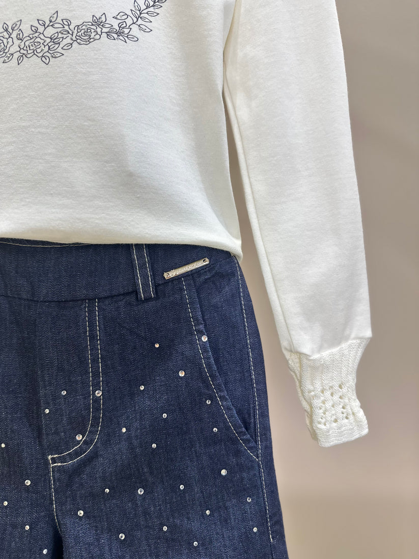 Calça Infantil Reta Jeans Cristais - Pituchinhus