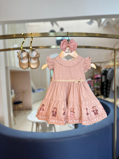 Vestido Bebê de Algodão Stylish Bears - Petit Cherie