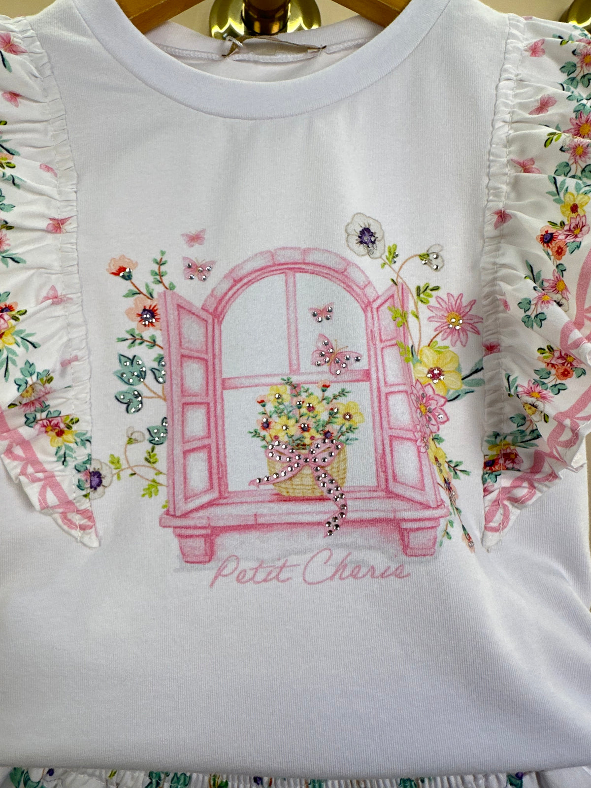 Conjunto Infantil Blusa Babadinho Florais e Shorts - Petit Cherie