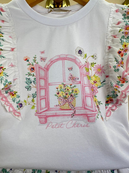 Conjunto Infantil Blusa Babadinho Florais e Shorts - Petit Cherie