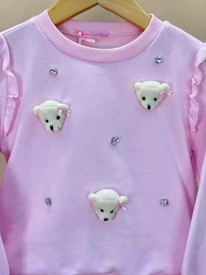 Conjunto Infantil Blusa e Calça Comfy com Ursinhos Rosa - Gabriela Aquarela