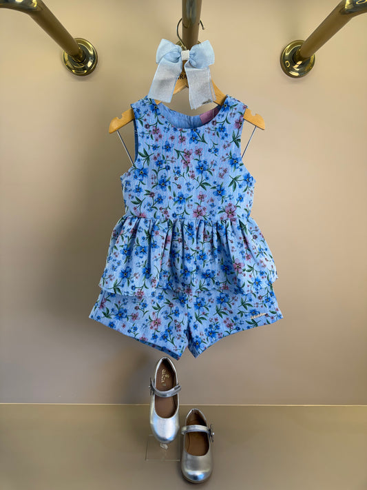 Conjunto Infantil Estampa Exclusiva Blusa Com Babado e Shorts - Luluzinha