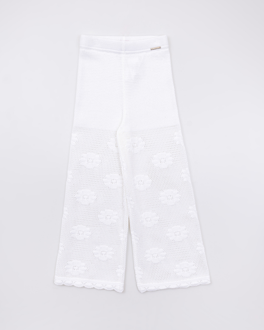 Calça Infantil Tricot Ponto Rendado Flores - Pituchinhus