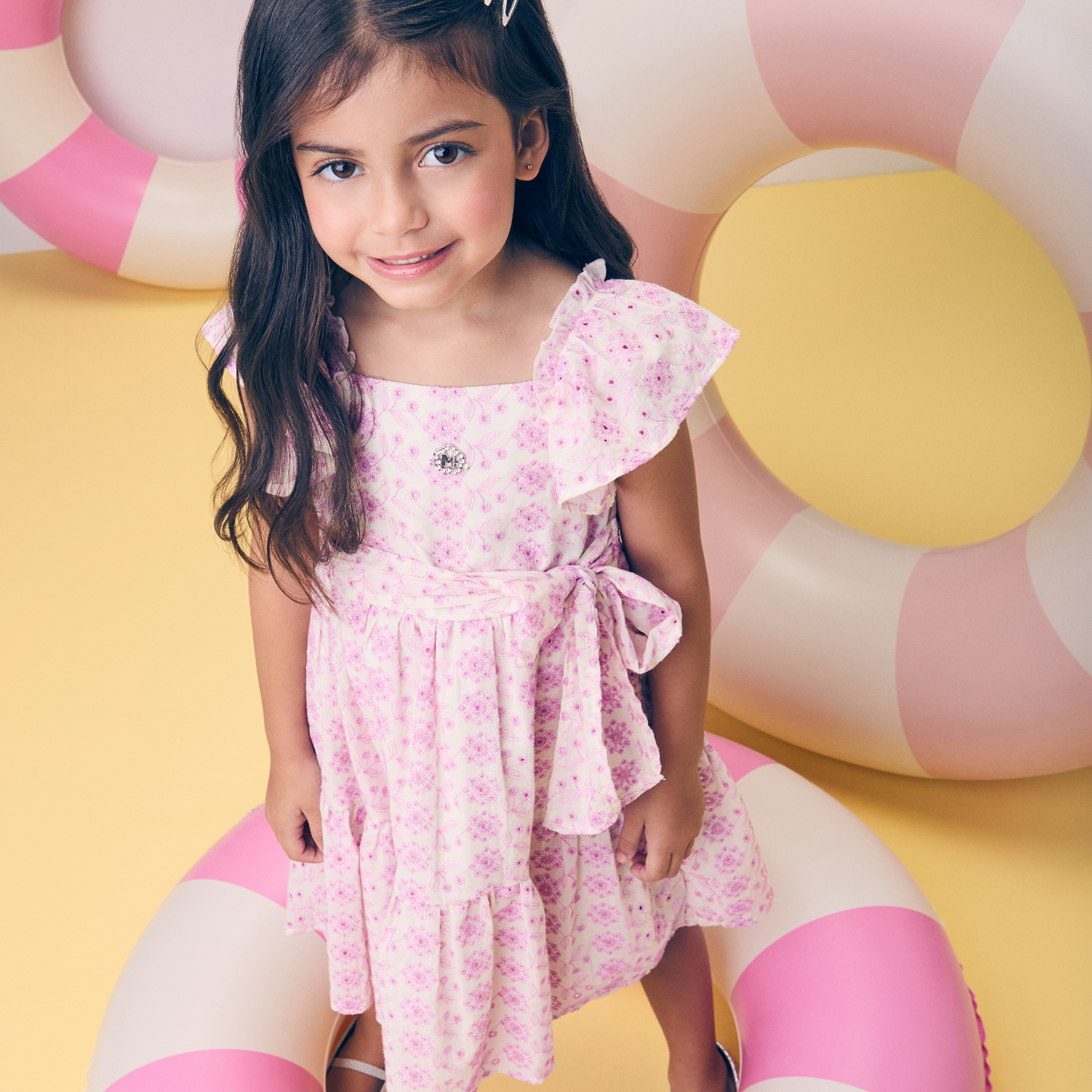Vestido Infantil Laise Flor Arabesco Lilás - Momi