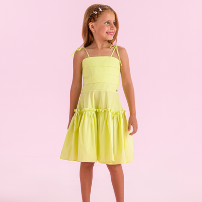 Vestido Infantil Algodão Tomas Laço Costas Lima - Petit Cherie