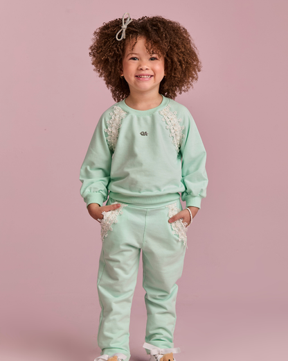 Conjunto Infantil Comfy Blusa e Calça com Renda Acqua - Gabriela Aquarela