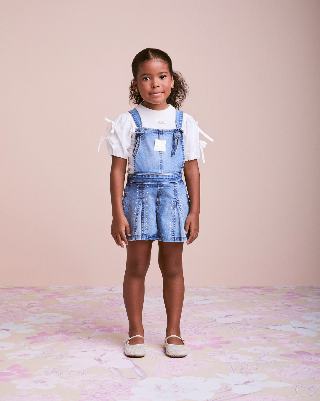 Jardineira Infantil Jeans com Strass - Animê