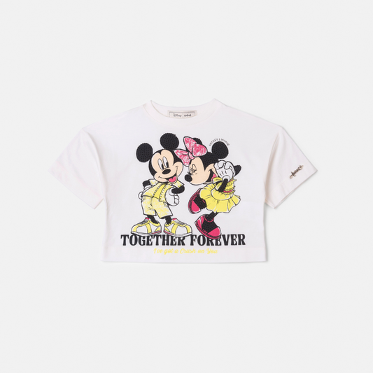 Conjunto Infantil Blusa Mickey e Minnie e Shorts Pink Neon - Animê