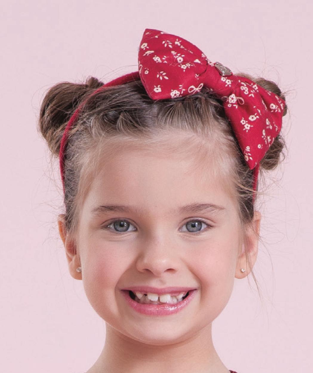 Arquinho Infantil laço Puffer Mini Flores - Pituchinhus PRÉ-VENDA