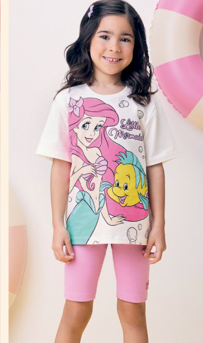 Conjunto Infantil Ariel & Linguado Blusa e Legging Lilás - Momi
