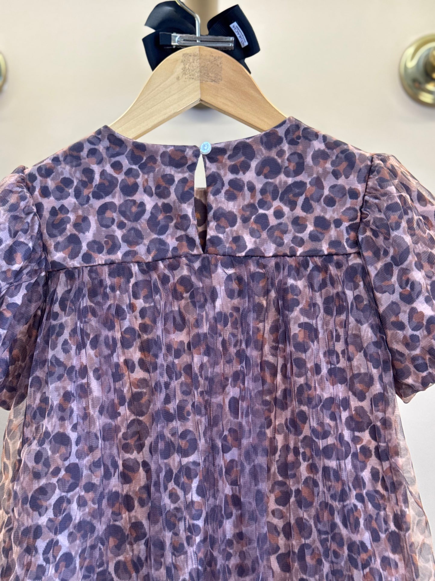 Vestido Infantil Tule Plissado Animal Print - Animê
