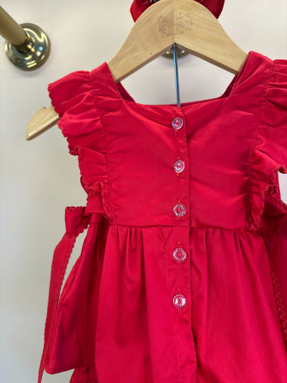 Conjunto Bebê Algodão Batinha Bordada Laços e Shortinho Vermelho - Petit Cherie