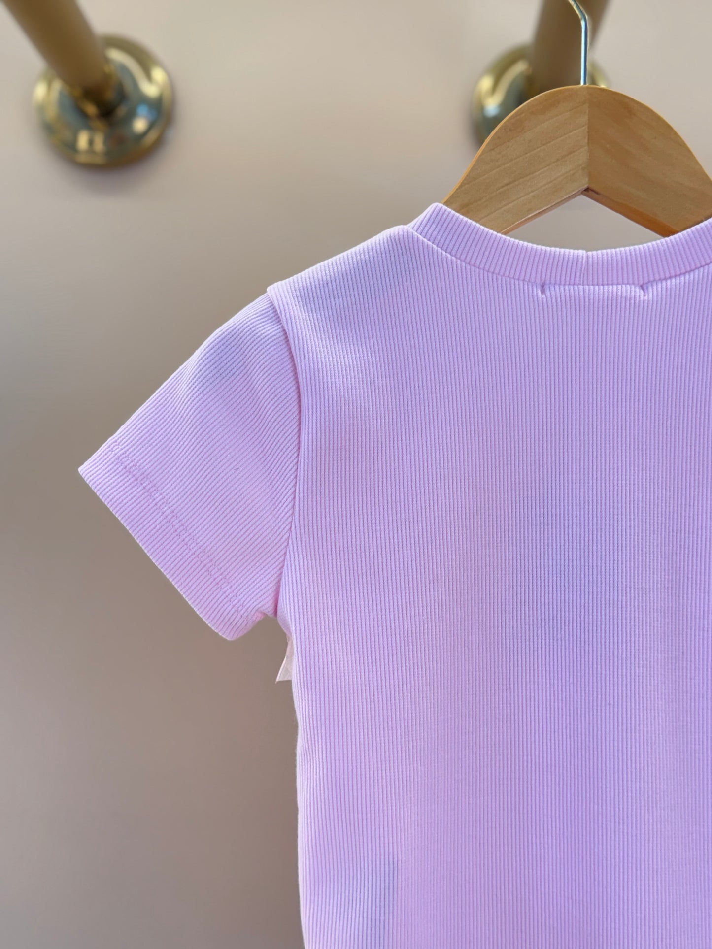 Camiseta Infantil Lacinho Tule Off White e Rosa - Gabriela Aquarela