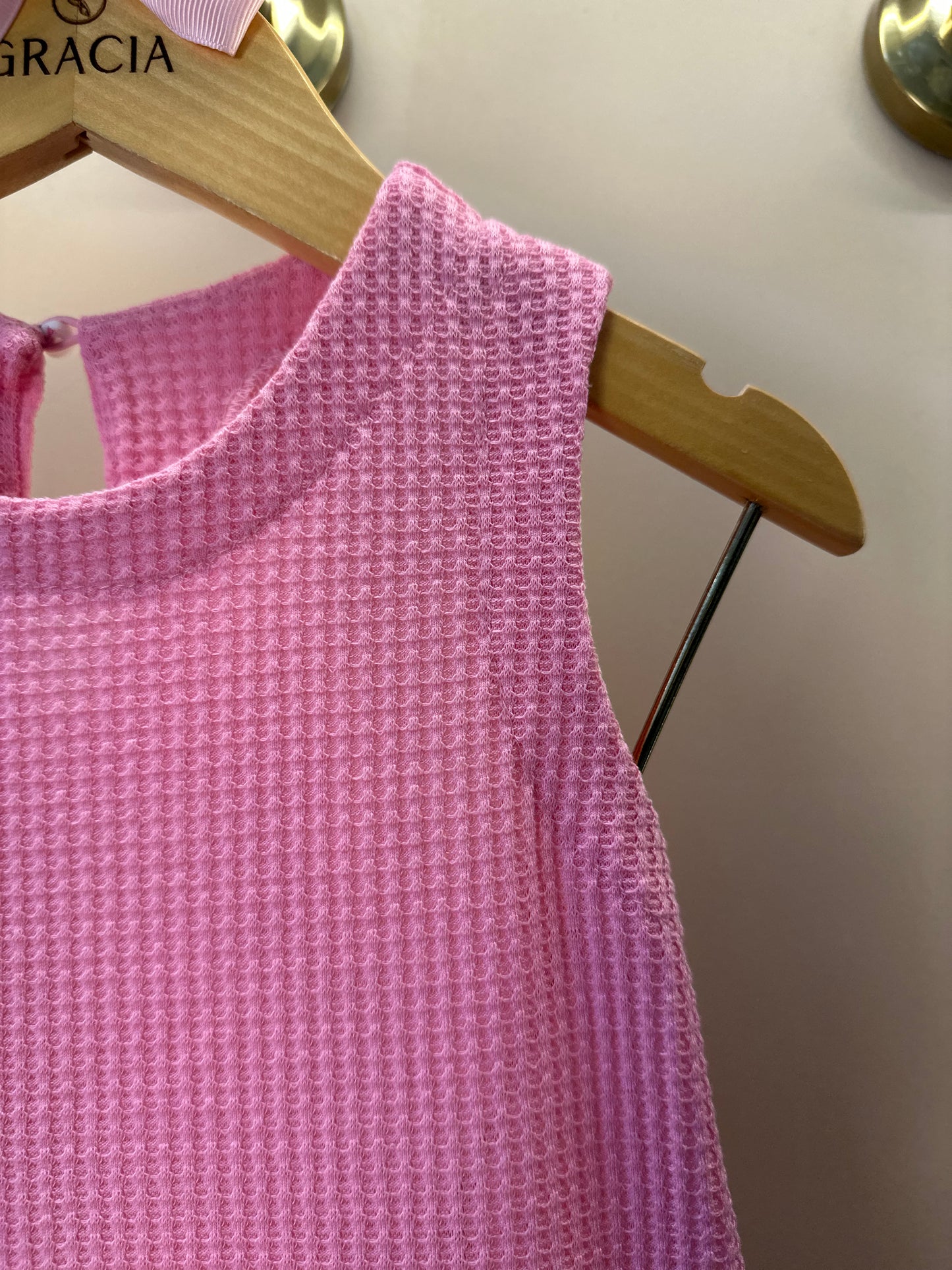 Vestido Infantil Jumper Detalhe Pala e Laço Rosa - Beabá