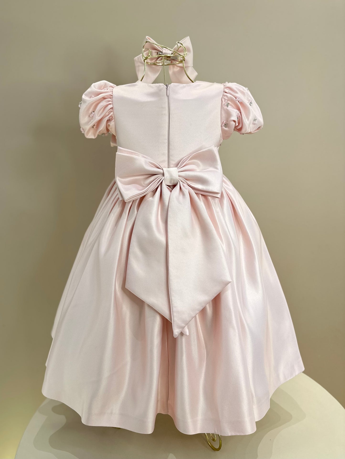 Vestido Infantil Festa Bordado Pêssego - Mio Bebê