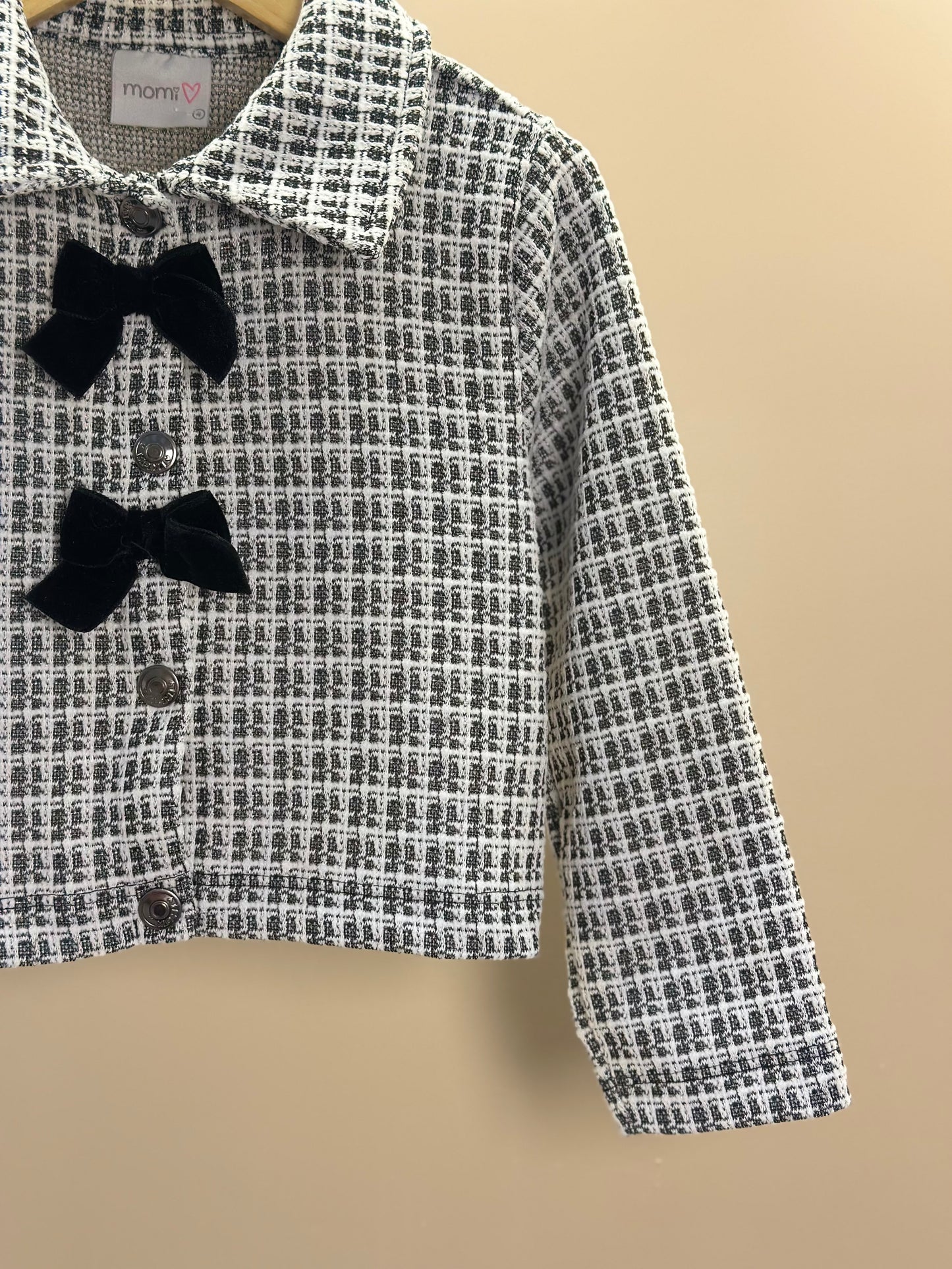 Jaqueta Infantil Laços Tweed Preto - Momi Mini